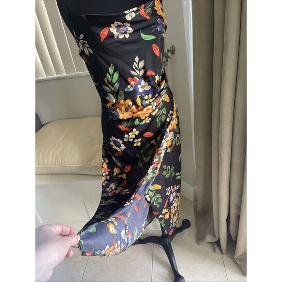 Pookie And Sebastian black floral Cowl Neck Midi Slit Dress M - Picture 6 of 11